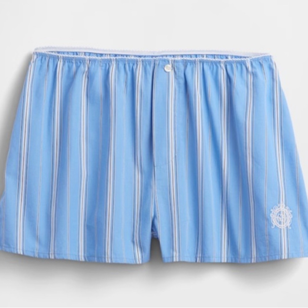 NWT Doen x Gap Blue Striped Women's Boxer Shorts